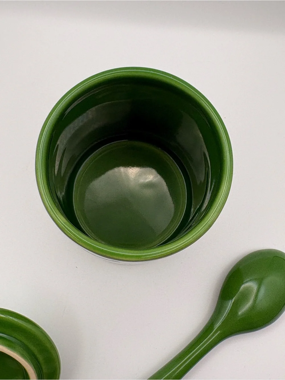 Pottery Barn Green Relish Condiment Jar with Spoon & Lid from BBQ Set
